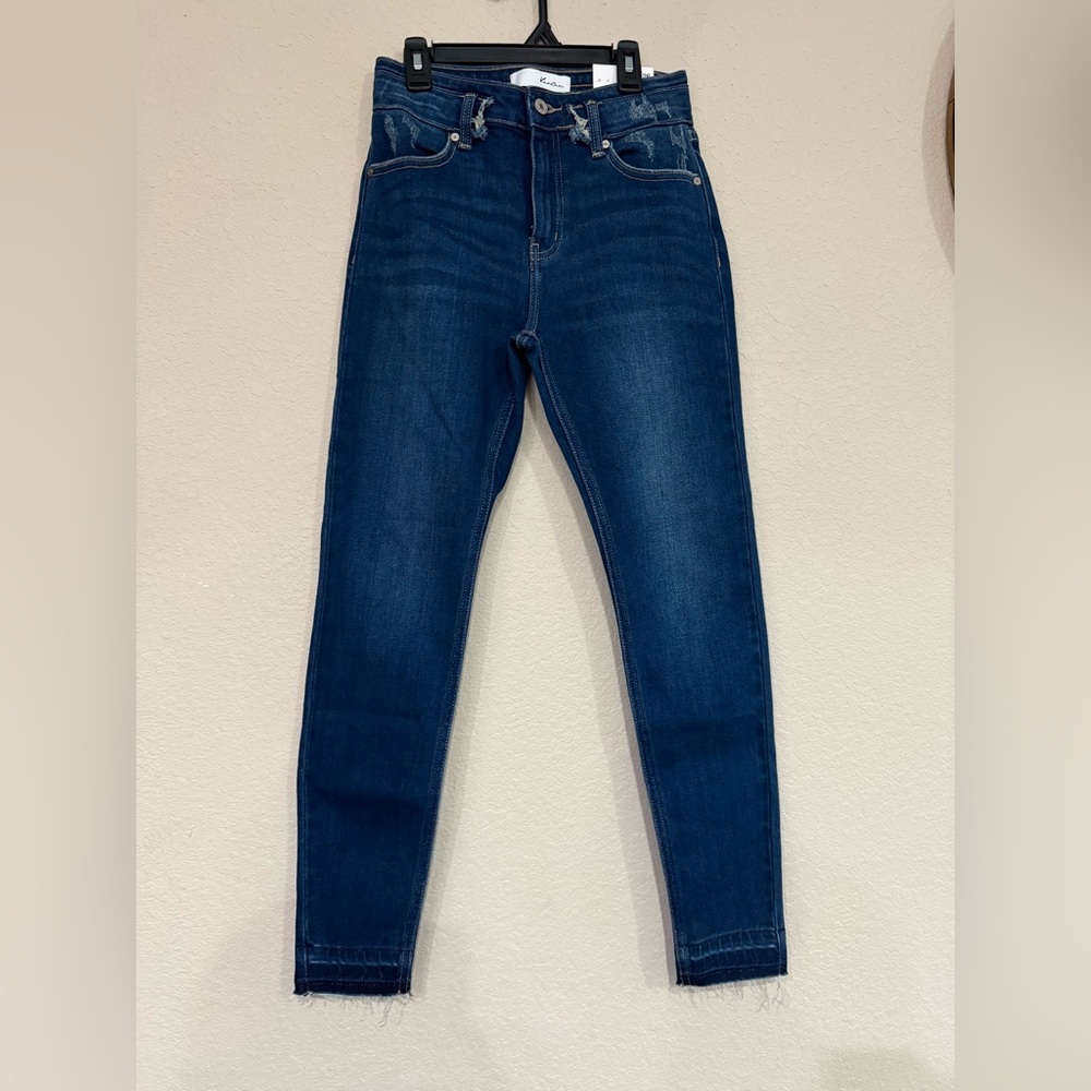 KanCan Dark Blue high rise ankle skinny jeans
